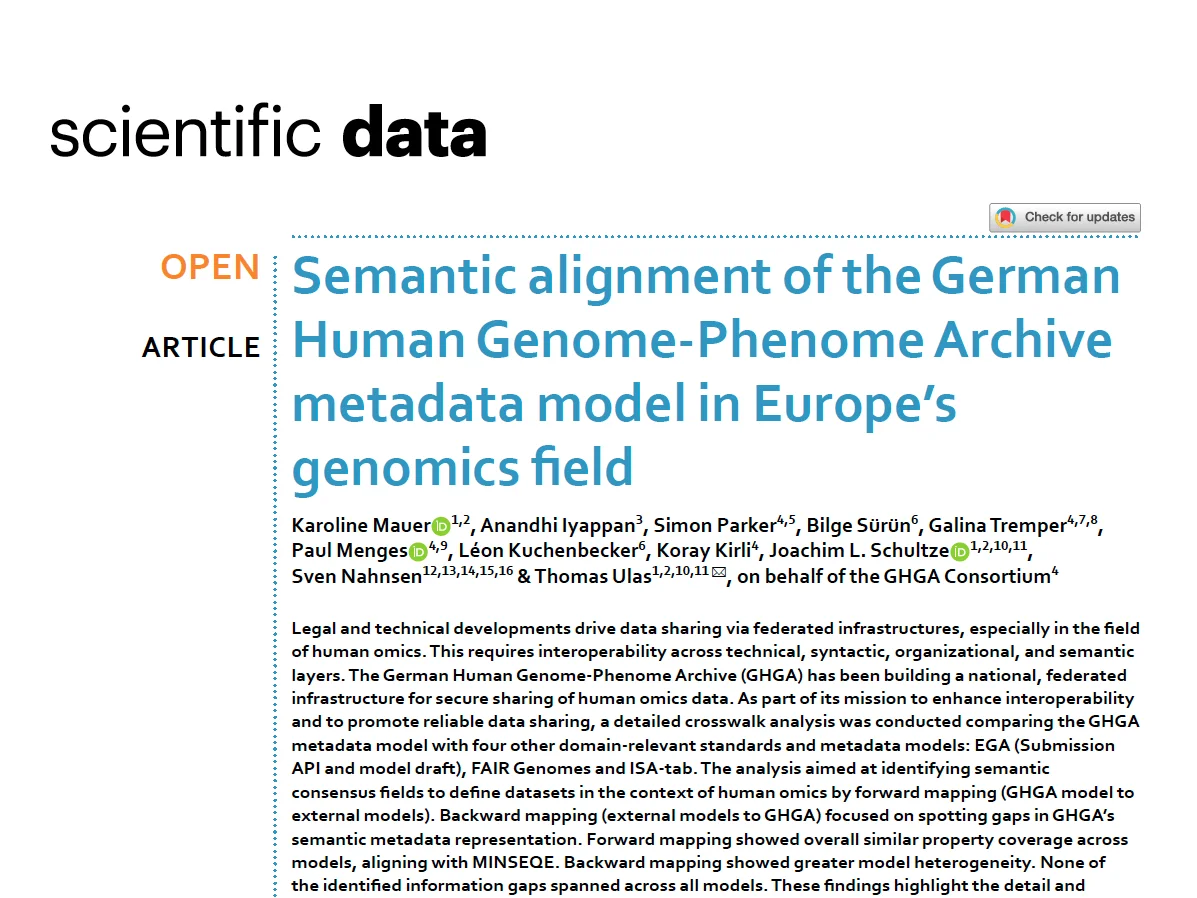 Interoperability Analysis of the GHGA Metadata Model