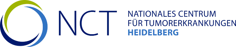 Logo of the National Center for Tumor Diseases (NCT), featuring the acronym "NCT" next to a circular symbol made of three curved strokes in green and blue, with the full name written next to it.