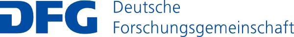 Logo for the German Research Foundation: DFG in large blue letters and Deutsche Forschungsgemeinschaft next to it. 