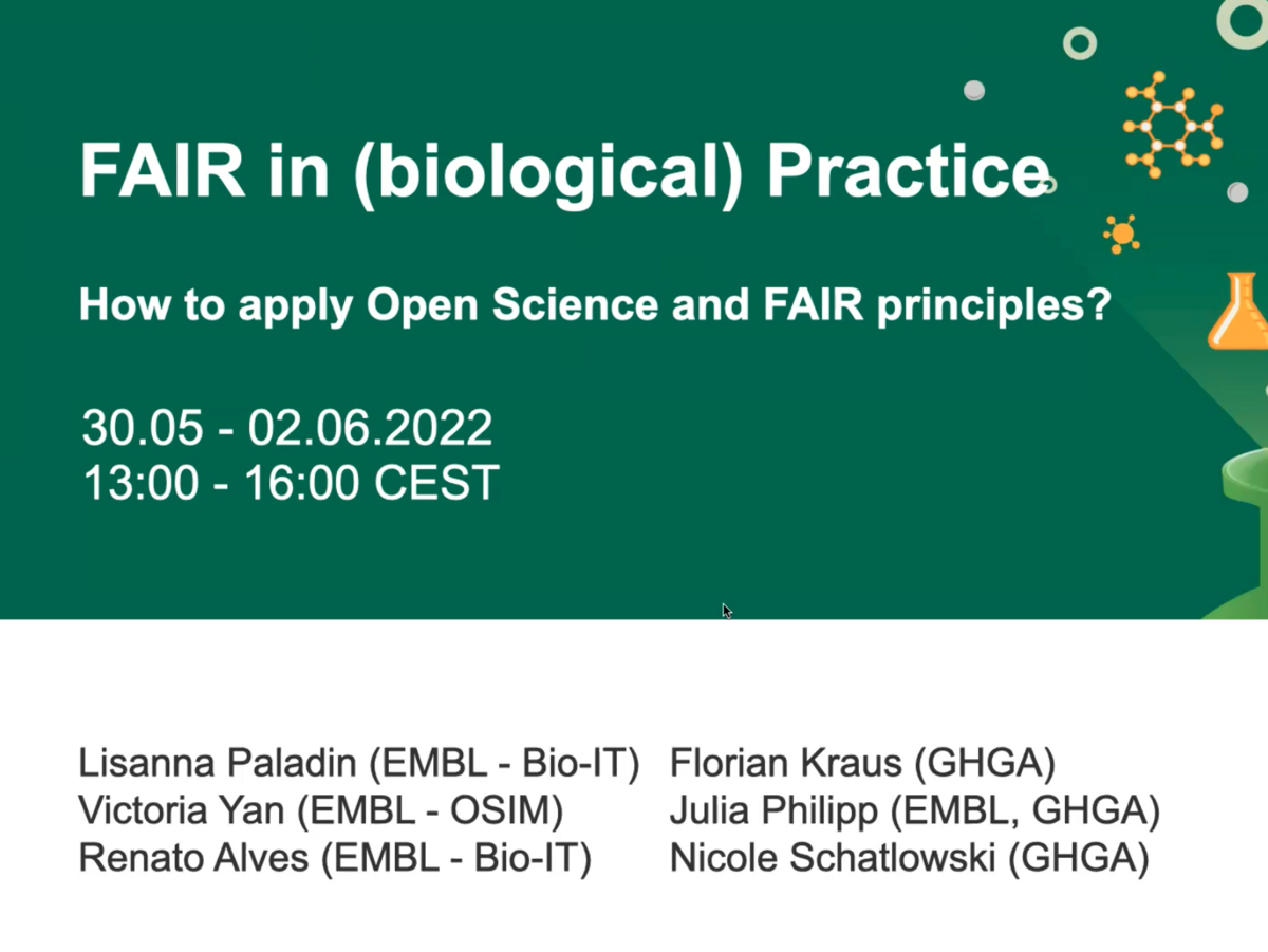 GHGA and EMBL Bio-IT offered "FAIR in (biological) practice" course 