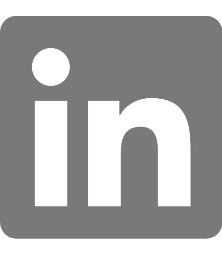 Grey LinkedIn logo featuring a stylized 'in'. Link to the GHGA LinkedIn account.