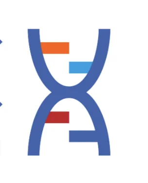 Verkürztes Logo des ITCC-Kinderkrebsdatenportals: stilisierte DNA