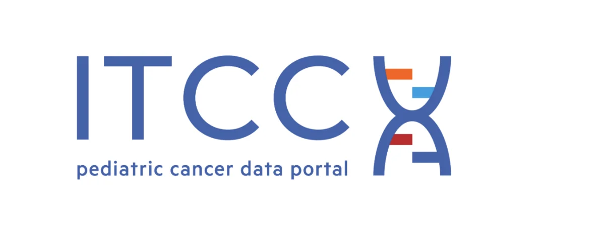 Logo of the ITCC pediatric cancer data portal: ITCC in big blue letters next to a stylised DNA