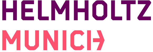 Logo of Helmholtz Munich: the word ‘Helmholtz’ in purple letters, followed by ‘Munich’ in coral letters, where the letter ‘h’ is stylized as an angular arrow pointing right.