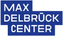 Logo of the Max Delbrück Center: white letters spelling out the name on a blue background.
