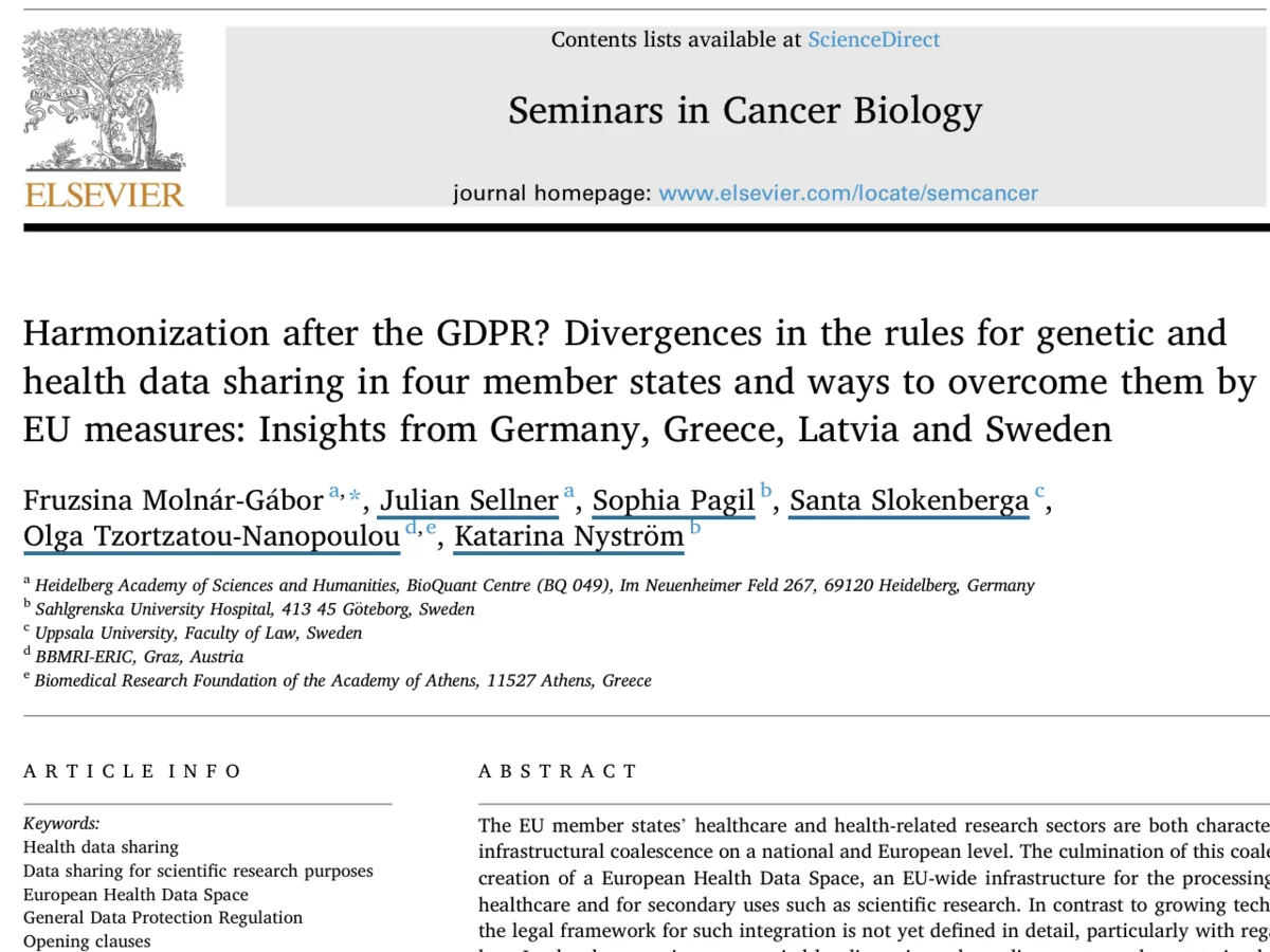 Publication on harmonization after the GDPR
