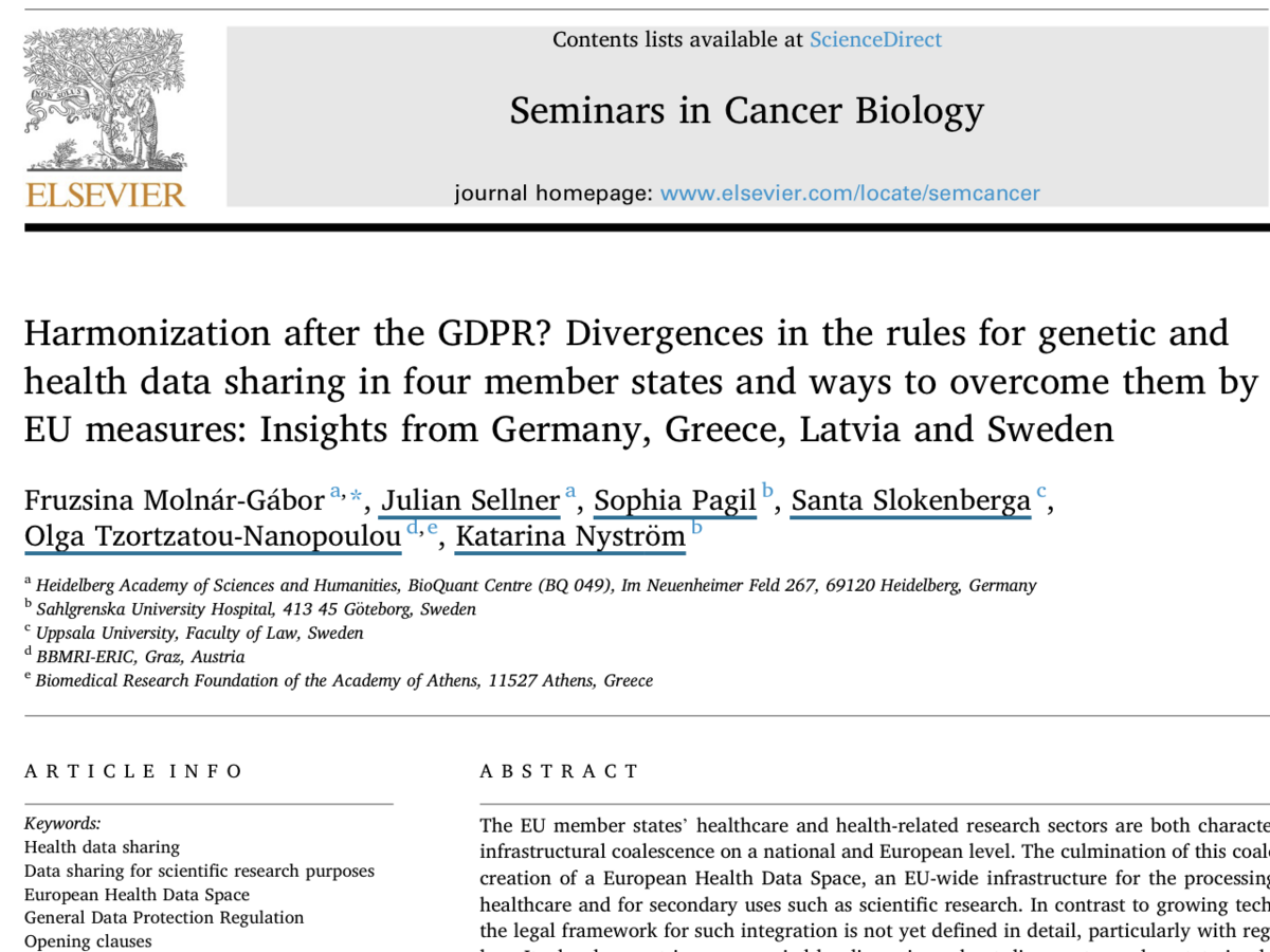 Publication on harmonization after the GDPR