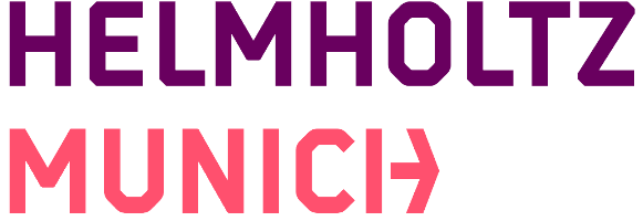 Logo of Helmholtz Munich: the word ‘Helmholtz’ in purple letters, followed by ‘Munich’ in coral letters, where the letter ‘h’ is stylized as an angular arrow pointing right.