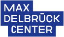 Logo of the Max Delbrück Center: white letters spelling out the name on a blue background.