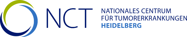Logo of the National Center for Tumor Diseases (NCT), featuring the acronym "NCT" next to a circular symbol made of three curved strokes in green and blue, with the full name written next to it.