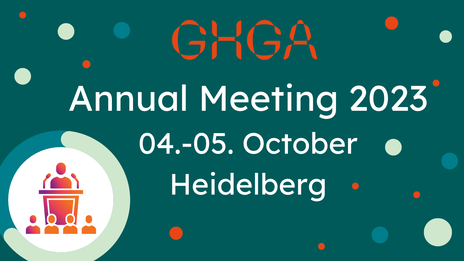 Promotional graphic announcing the GHGA Annual Meeting 2023. Details in the text below.